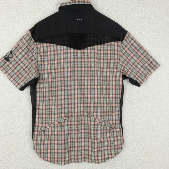 Club Cr Ride Cycling Jesey Mens Small Gray Red Plaid Pearl Snap Short Sleeve - Picture 6 of 13